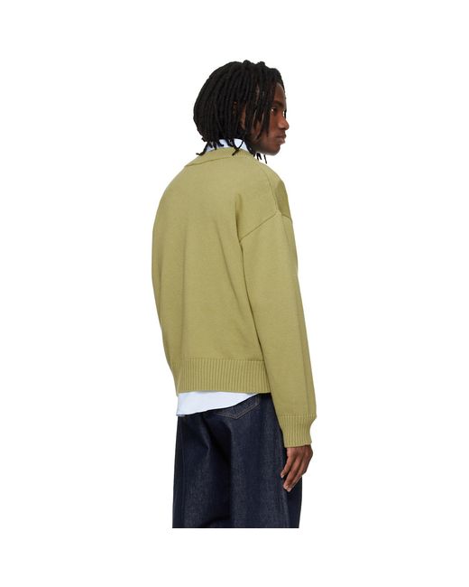 AMI Green Wool Ami De Coeur Cardigan for men