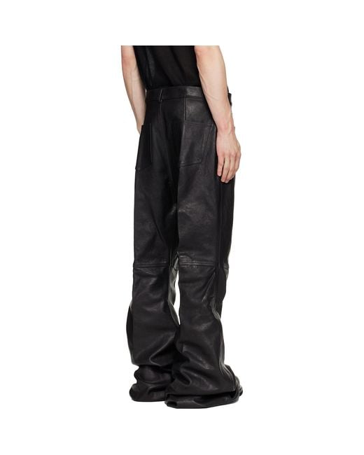 Rick Owens Black Tower Bolan Bootcut Leather Pants for men
