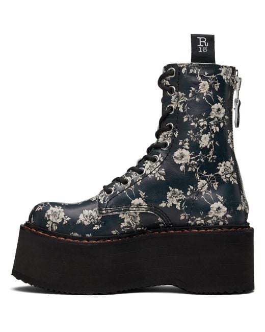 R13 Black Off- Double Stack Boots