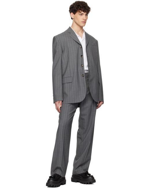 Moschino Gray Wool Pinstripe Trousers for men