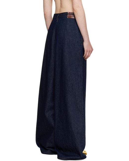 Dries Van Noten インディゴ タック ワイドジーンズ Blue
