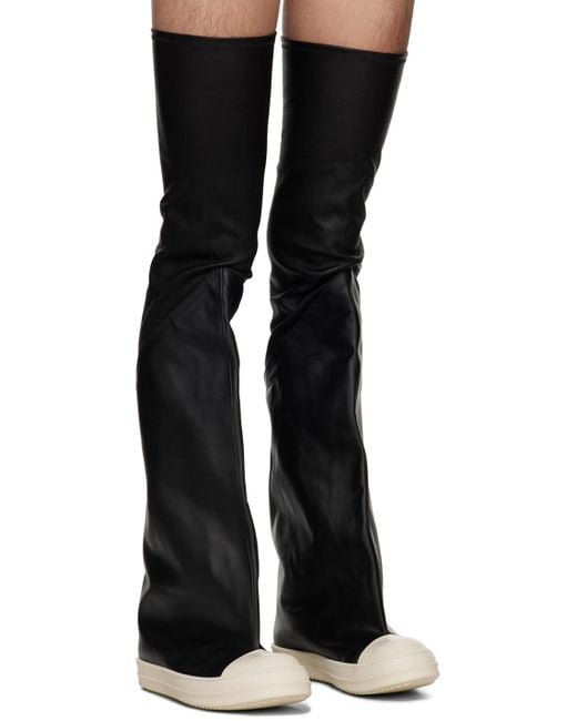 Rick Owens Black Flared Thigh High Sneakers for men