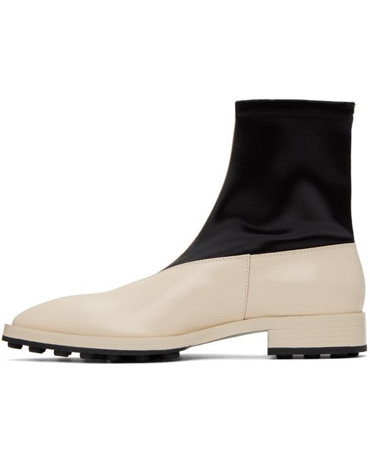 Jil Sander Black Off-white Leather Ankle Boots