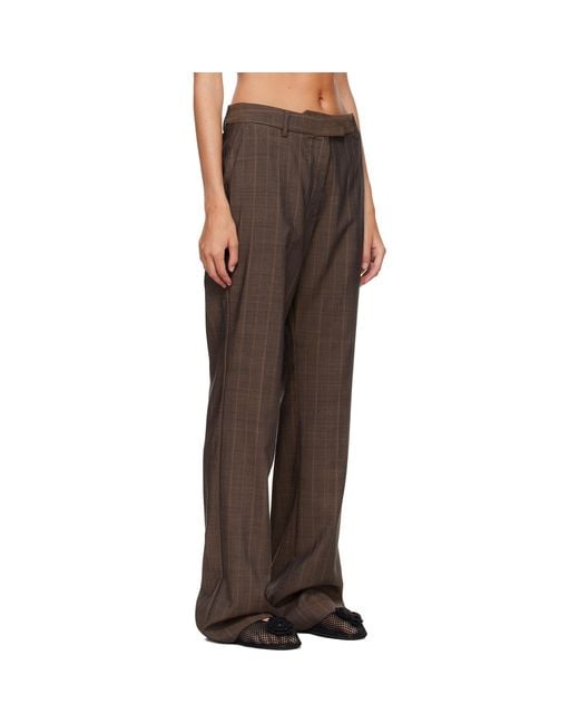 Ganni Brown Pinstripe Wool Trousers