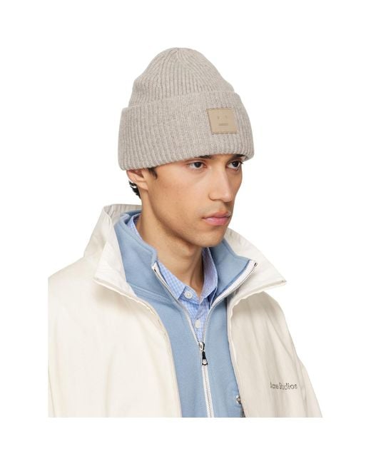 Acne White Face Logo Beanie for men