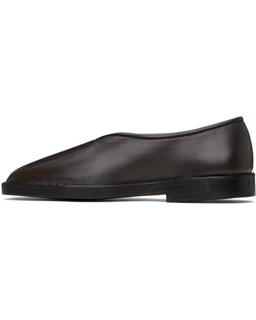 Lemaire Black Brown Flat Piped Slippers for men