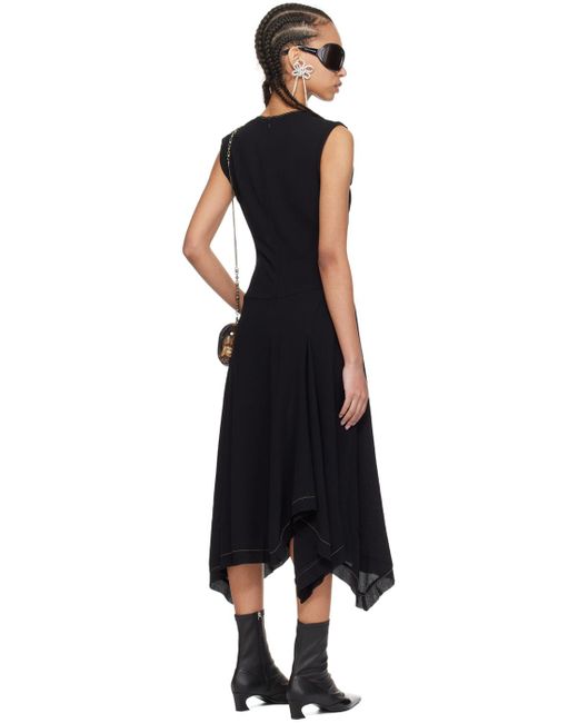 Acne Black Draped Midi Dress