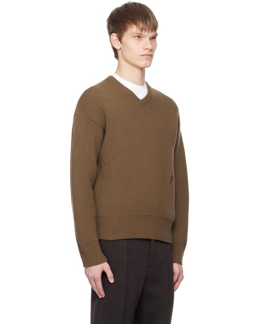 Ferragamo Brown V-neck Sweater for men