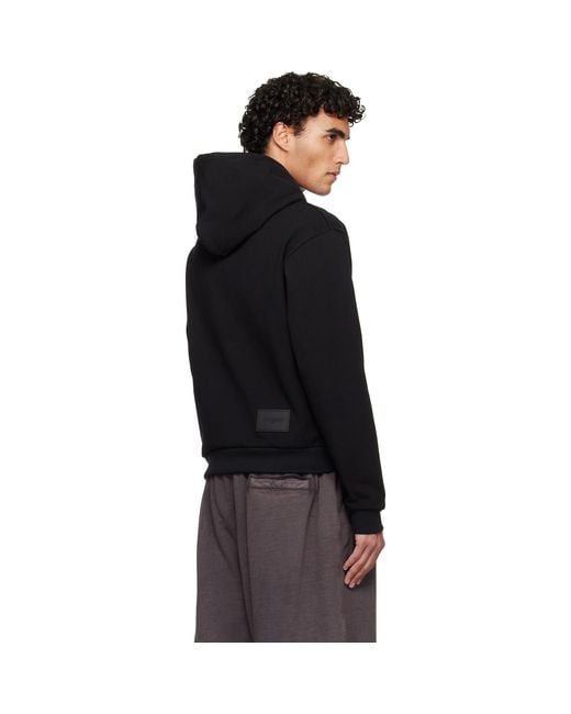 we11done Black Basic Logo Fitted Hoodie for men