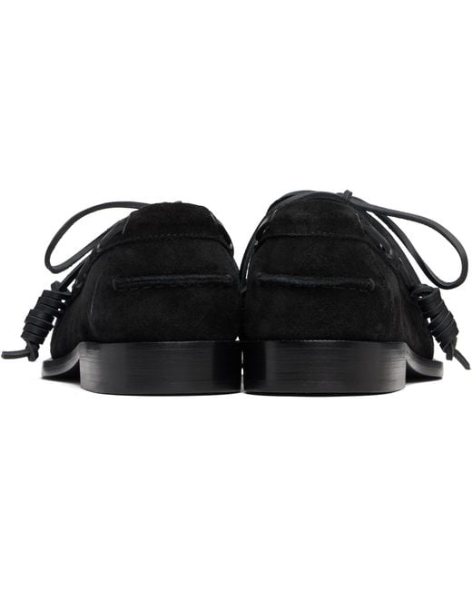 Dries Van Noten Black Suede Boat Shoes for men
