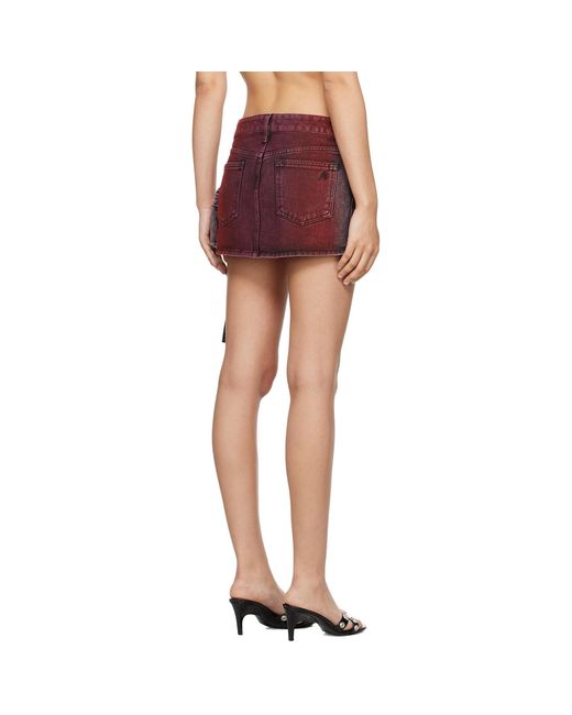 The Attico Red & Gray Fay Denim Miniskirt