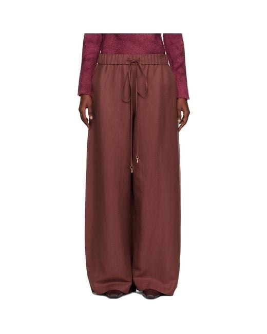 Gabriela Hearst Red Burgundy Gelos Wide-Leg Trousers
