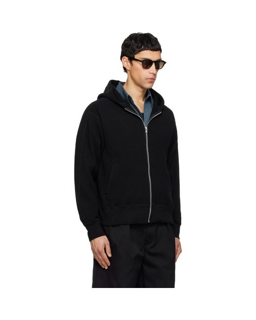 Nanamica Black Zip-Up Thermal Hoodie for men