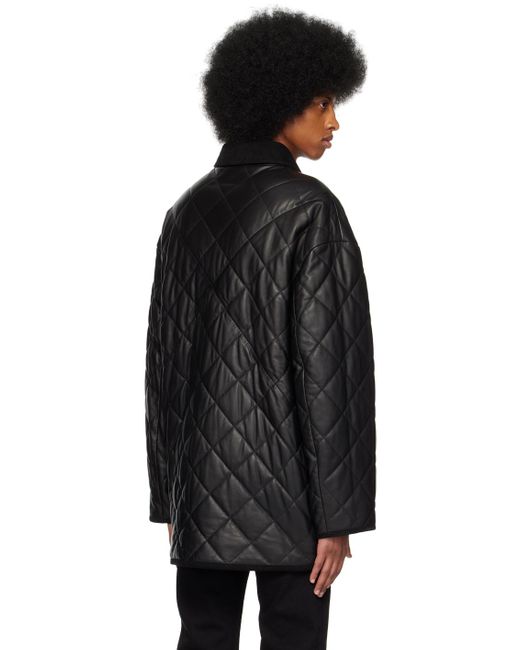 Filippa K Black Quilted Leather Jacket for men