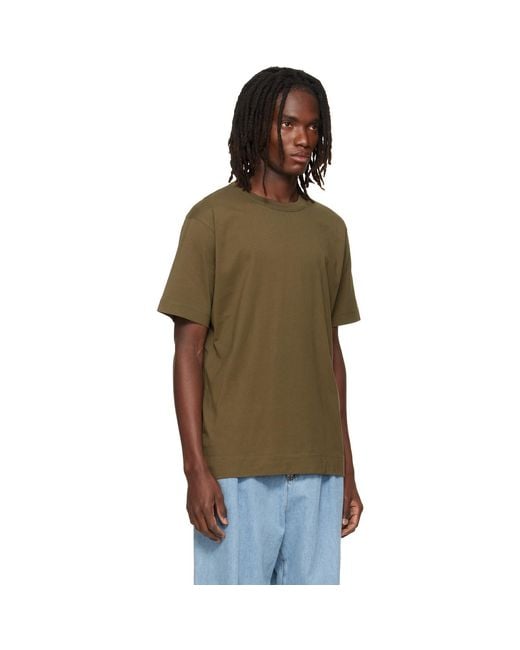 Dries Van Noten Green Khaki Regular Fit Cotton T-Shirt for men