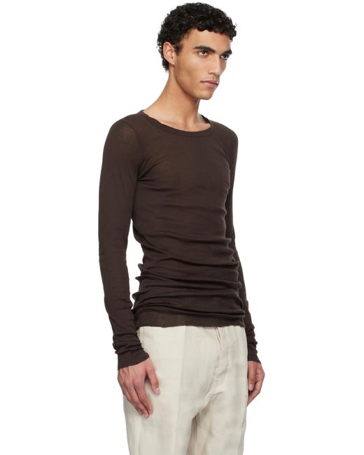 メンズ Rick Owens ブラウン Hollywood Rib 長袖Tシャツ Black