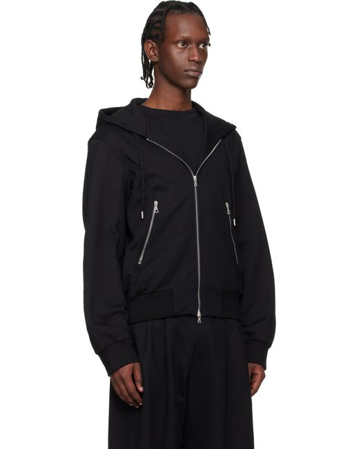 Dries Van Noten メンズ ブルー ブラック ルーズ ジップフーディ 