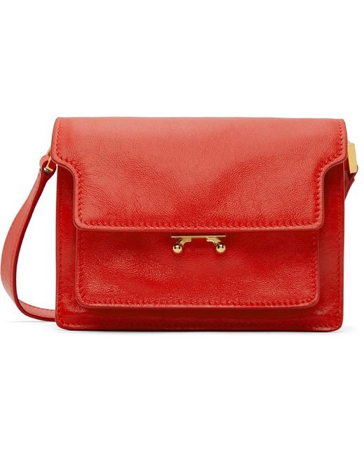Marni Leather Mini Soft Trunk Bag in Red | Lyst