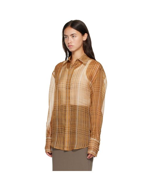 Mugler Brown Tan Sheer Organza Shirt