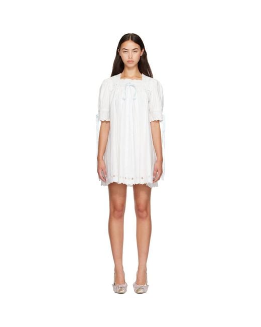 Sandy Liang White Daikon Minidress