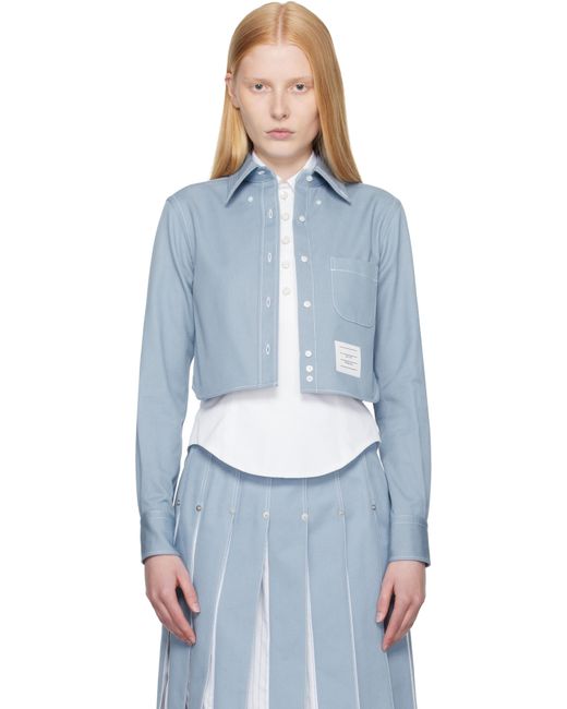 Thom Browne Blue Classic Cropped Long Sleeve Denim Shirt