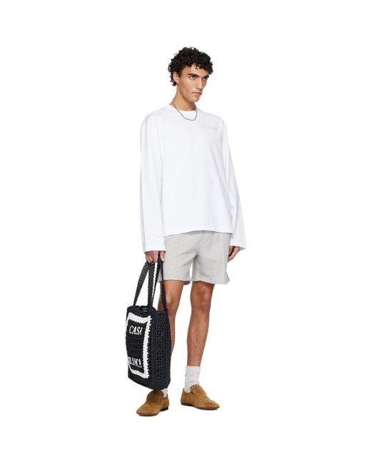 Casablanca White Glitch Orchid Long Sleeve T-Shirt for men