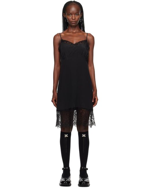 Simone Rocha Black Lace Trim Midi Dress