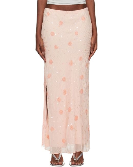 Mirror Palais Pink Beaded Maxi Skirt