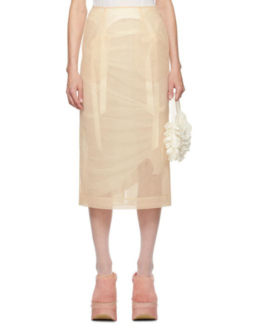 Simone Rocha Natural Pencil Midi Skirt