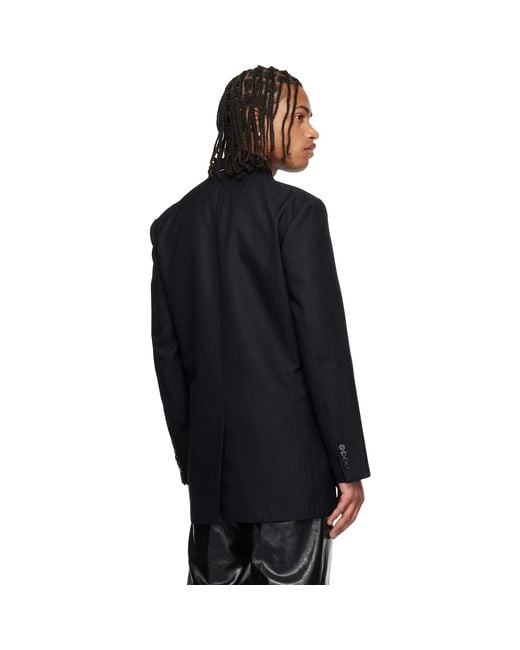 Dries Van Noten Black Herringbone Wool Blazer for men