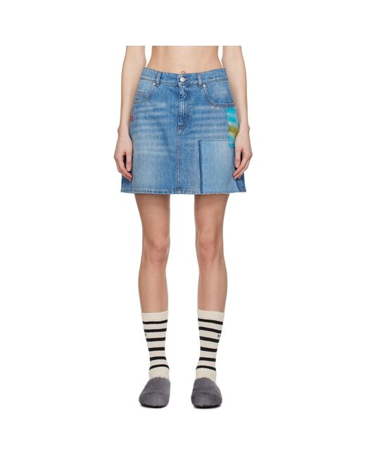 Marni Blue Paneled Denim Miniskirt