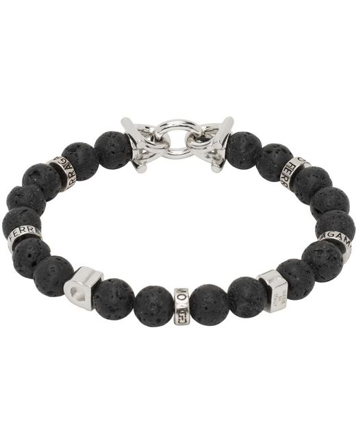 Bracelet élastique noir à ornements gancini Ferragamo pour homme en coloris Black
