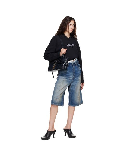 Off-White c/o Virgil Abloh Black Embroidered Script Crop Polo