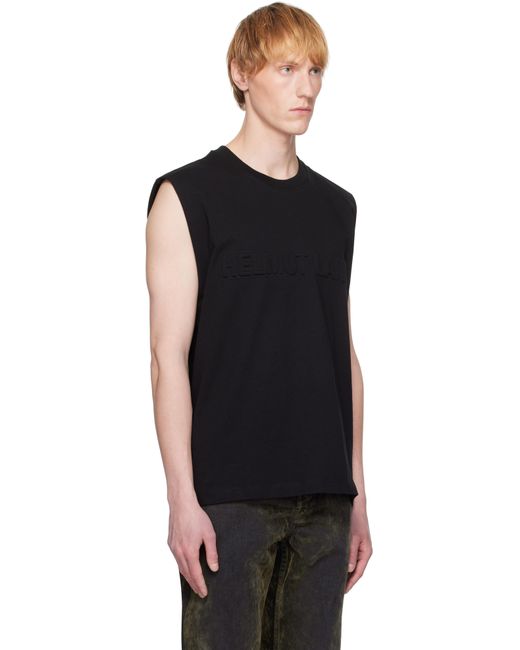メンズ Helmut Lang ブラック エンボスロゴ タンクトップ Black