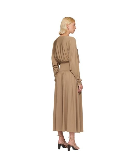 Totême  Natural Tan Boatneck Jersey Maxi Dress