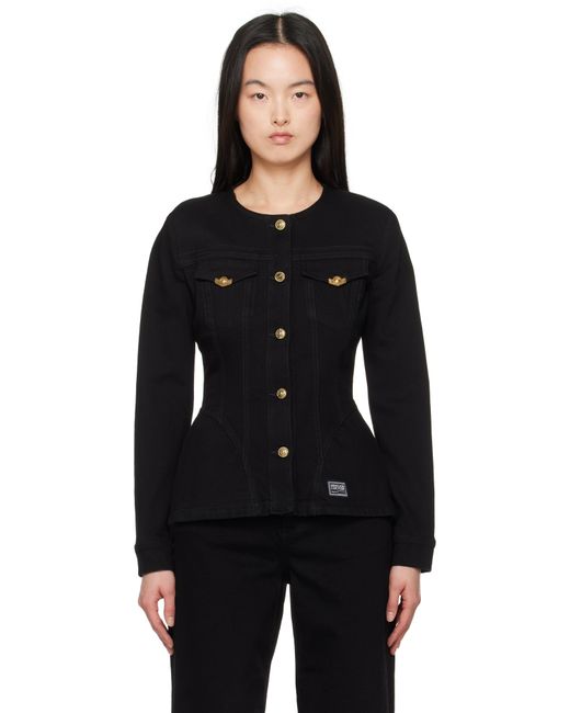 Versace Jeans Couture ブラック フィット デニムジャケット Black