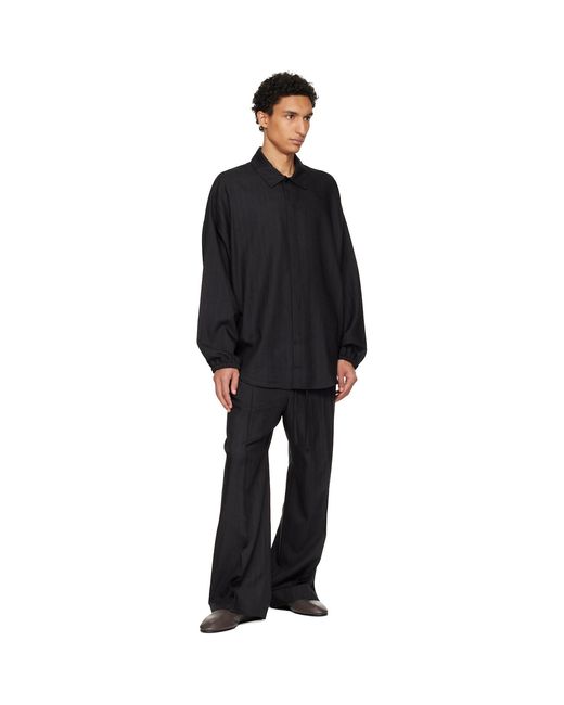 Fear Of God Black Striped Wool Elastic Cuff Shirt for men