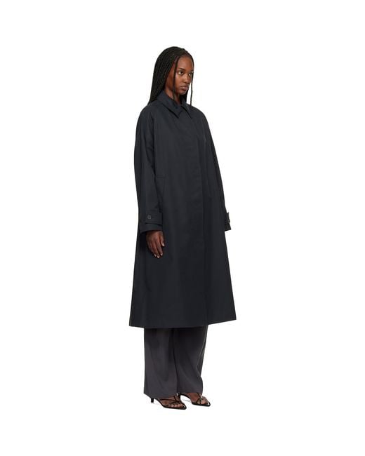 Studio Nicholson Black Holin Technical Cotton Trench Coat