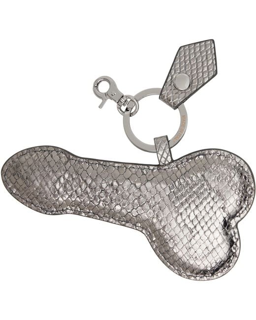 Vivienne Westwood Metallic Snake Embossed 'Penis' Keychain for men