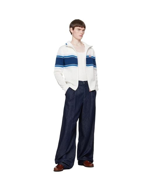 Casablanca Blue Off- & Striped Mesh Track Jacket for men