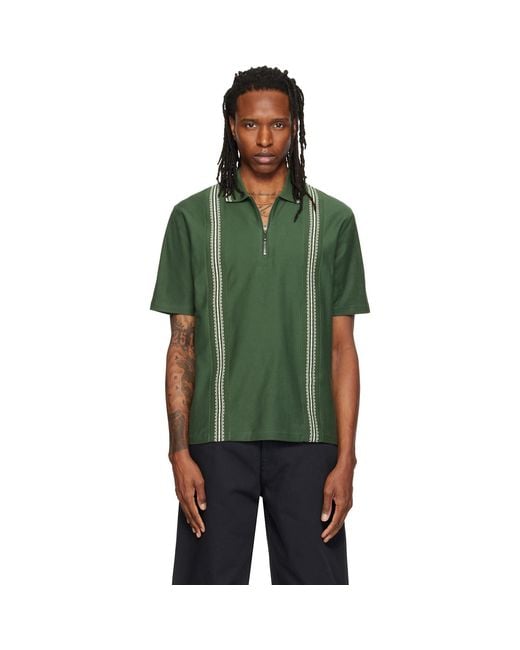 Palmes Green Panel/Zip Polo for men