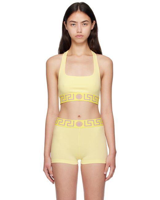 Versace イエロー グレカ ボーダー スクープ ブラ Orange