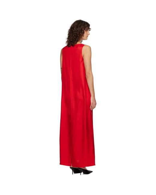 Rohe Red Silk Scoop-Neck Maxi Dress