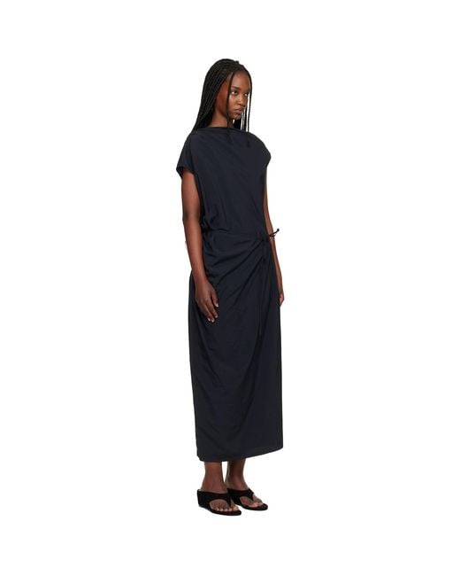LE17SEPTEMBRE Black Asymmetrical Draped Midi Dress