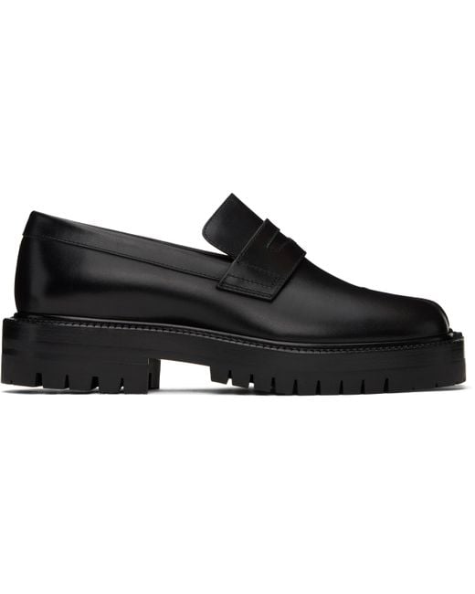 メンズ Maison Margiela ブラック Tabi レザー ローファー Black