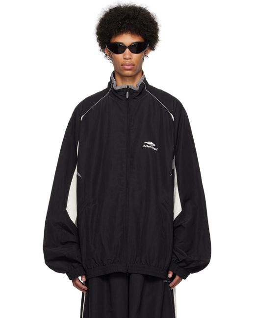 Balenciaga Black Paneled Track Jacket for men