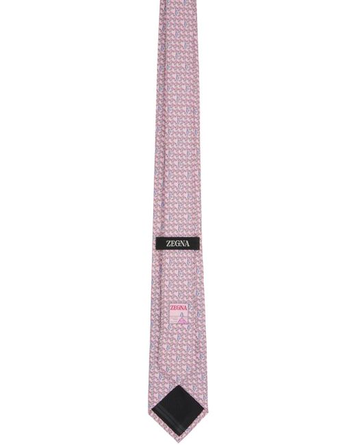 Zegna Black Pink Silk Tie for men
