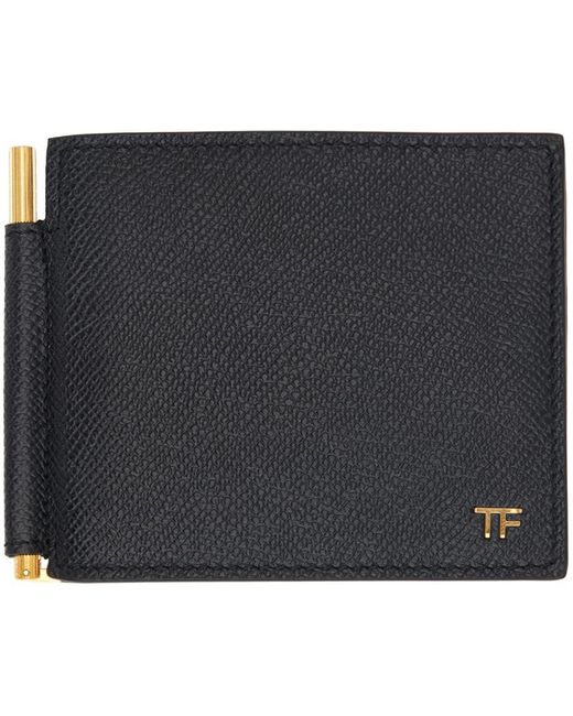 Portefeuille noir en cuir grainé à pince à billets Tom Ford pour homme en coloris Black