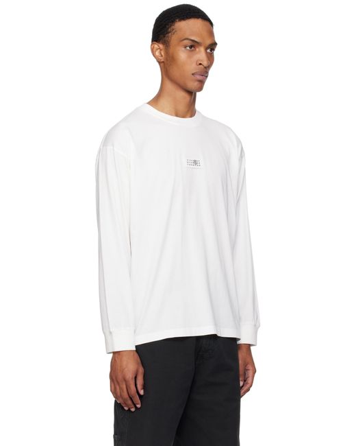 MM6 by Maison Margiela White Long-Sleeved Numeric Signature T-Shirt for men