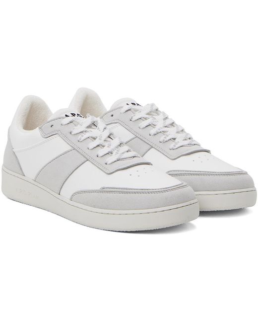 A.P.C. Black . White & Gray Plain Sneakers for men